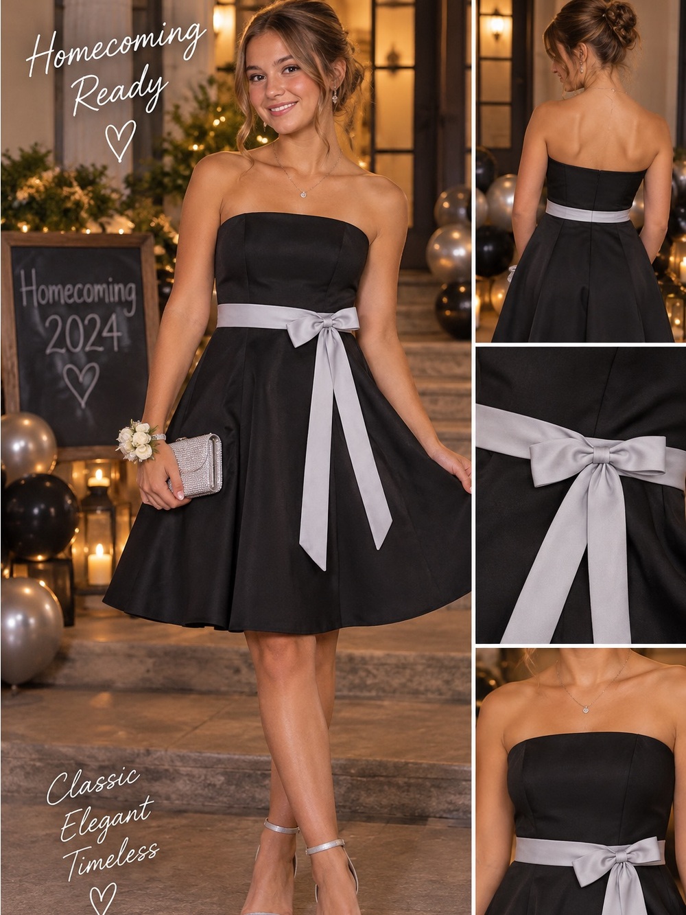 LightInTheBox 8 Black Strapless A-Line Bow Dress